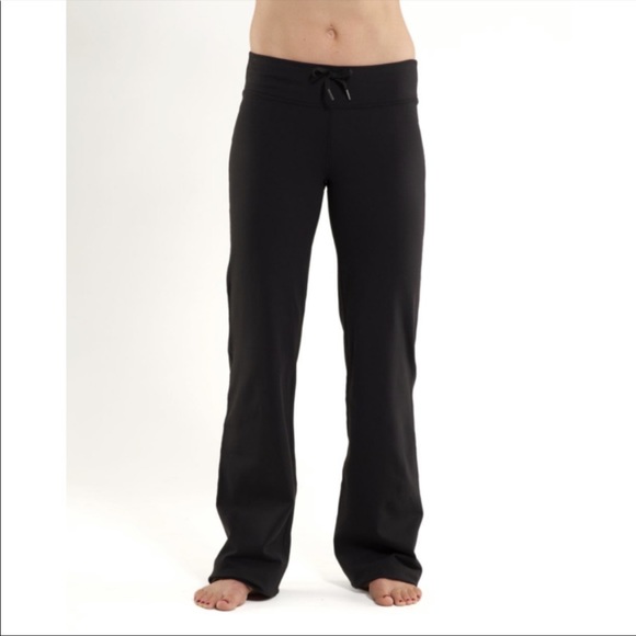 Lululemon black wide leg drawstring waist yoga pant EUC